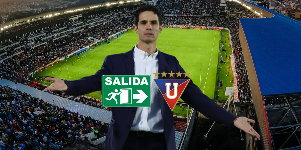 Josep Alcácer preocupado. Foto tomada de: Liga de Quito/PES Logos