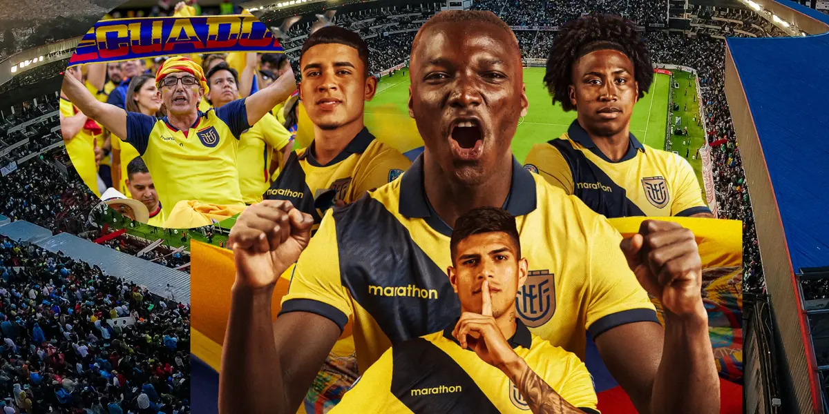 Jugadores selección Ecuador, hinchas de La Tri. Foto tomada de: RT/Conmebol/La Tri