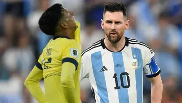Kendry Páez lamentándose, Lionel Messi serio. Foto tomada de: Instagram Messi/ La Tri