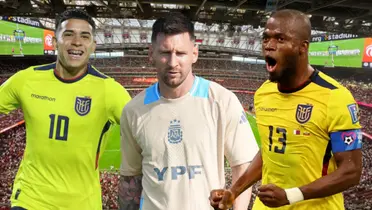 kendry Páez, Lionel Messi y Enner Valencia (Foto tomada de: Selección Argentina/AFA/Primicias/API)