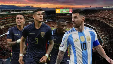 Kendry Páez, Piero Hincapié, Moisés Caicedo, Lionel Messi. Foto tomada de: La Tri/Selección Argentina