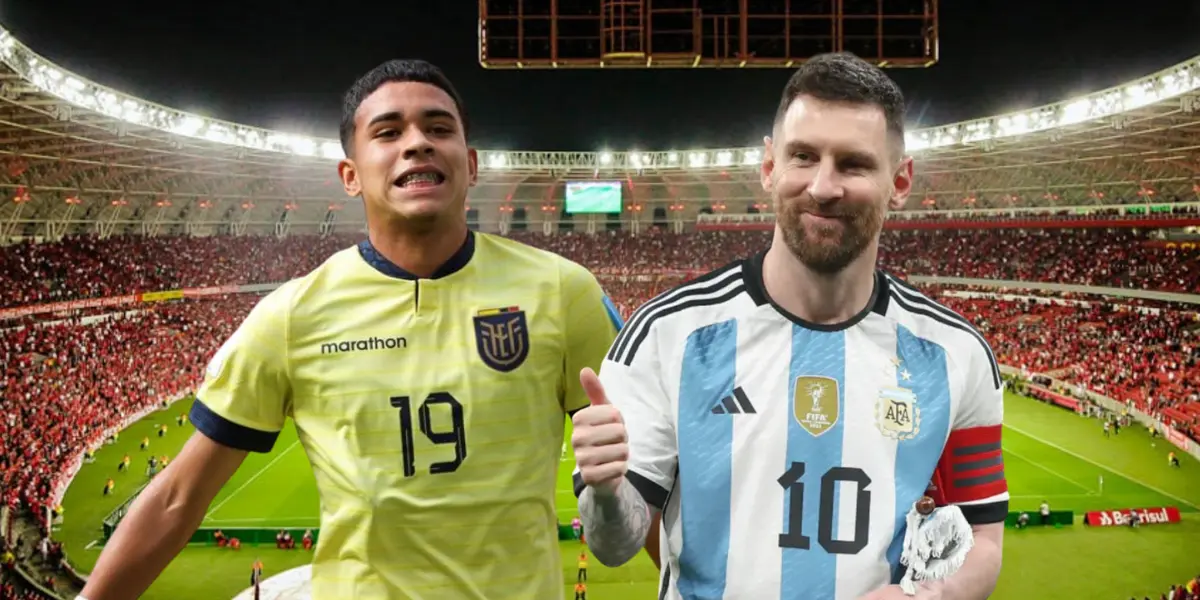 Kendry Páez sonriendo, Lionel Messi feliz. Foto tomada de: Bilboard/La Tri/API