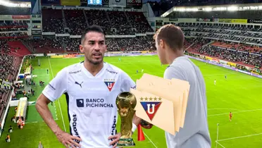 Lisandro Alzugaray, Copa del Mundo, escudo LDU. Foto tomada de: Coversa
