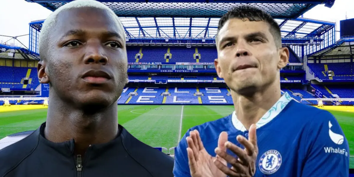 Moisés Caicedo y Thiago Silva en Stamford Bridge (Foto tomada de: Moisés Caicedo/TimeOut/EuroSport)