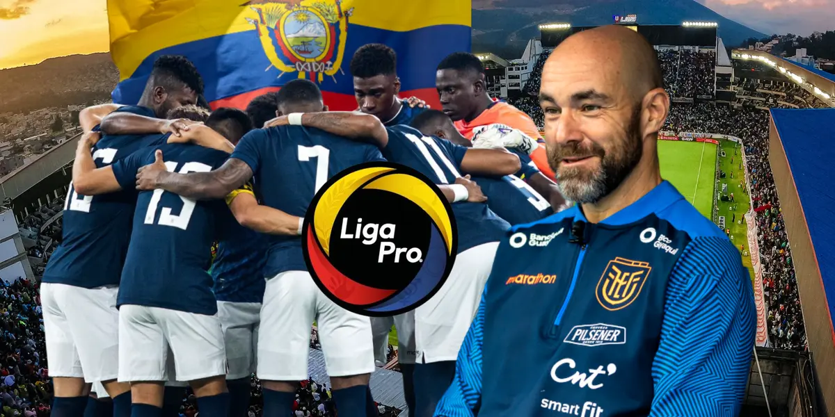 Selección Ecuador, logo Liga Pro, Félix Sánchez sonriendo. Foto tomada de: PESLogos/La Tri