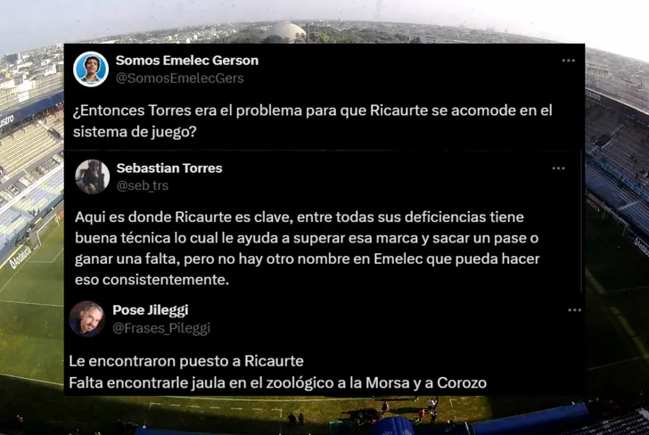 Mensaje de los hinchas de Emelec sobre Andrés Ricaurte (Foto tomada de: X)