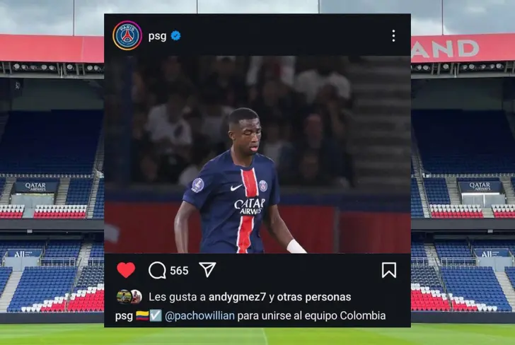 Publicación PSG sobre la nacionalidad de Willian Pacho (Foto tomada de: Instagram)