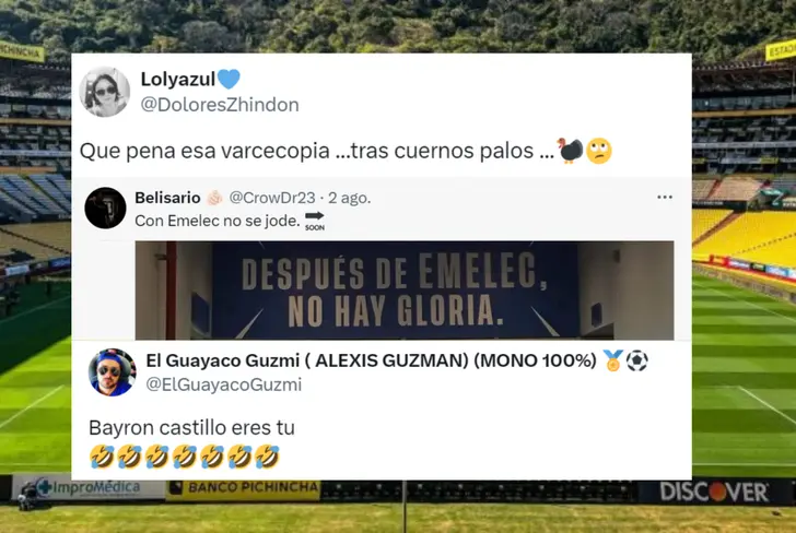 Comentarios de los hinchas de Emelec sobre la situación de Bryan Carabalí (Foto tomada de: X)