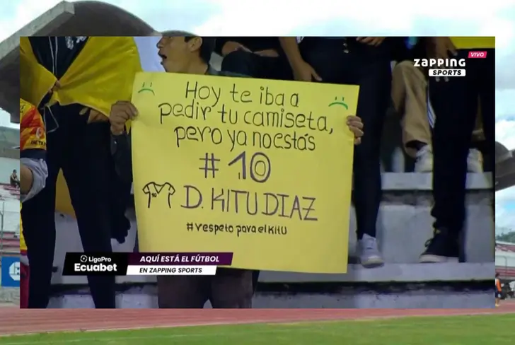 Mensaje de un hincha de Barcelona SC para Damián Díaz (Foto tomada de: Zapping)