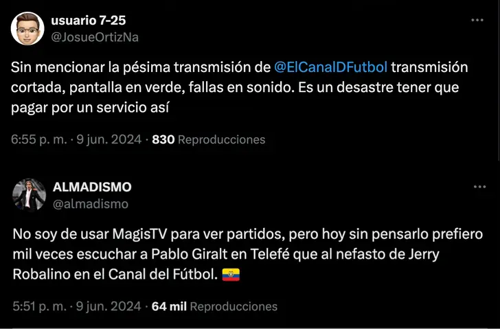 Comentarios de hinchas por la Transmisión del Canal del Fútbol