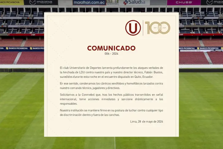 Comunicado Universitario tras lo sucedido con Fabián Bustos