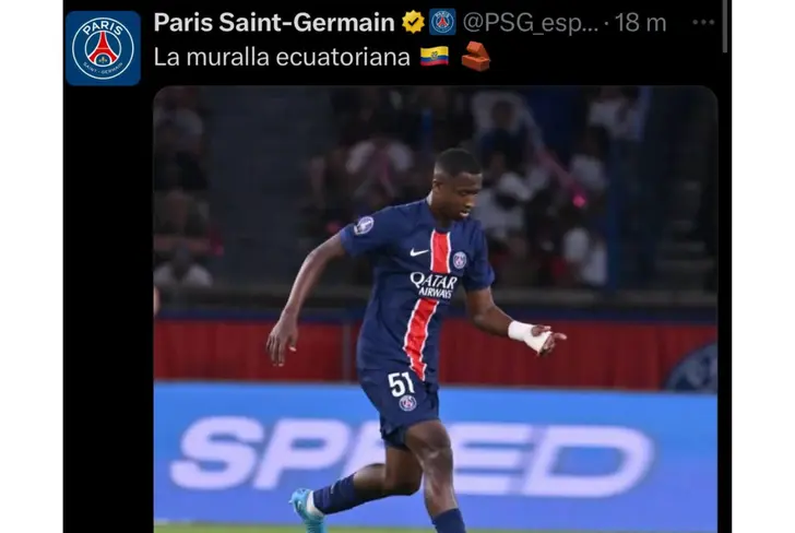 Post del PSG sobre Willian Pacho