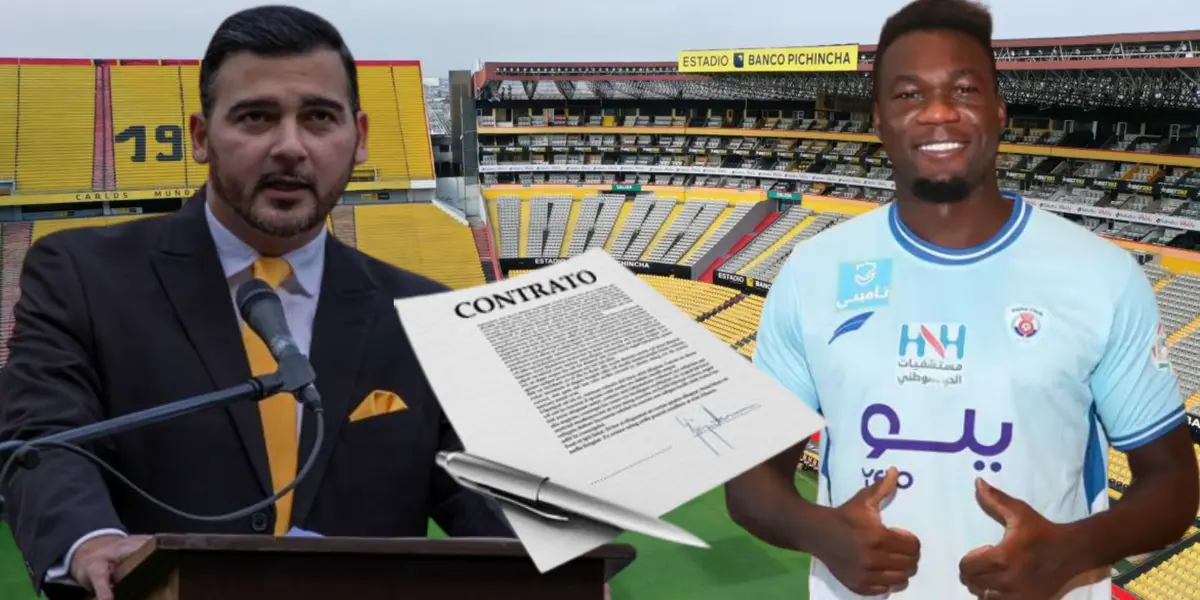 Antonio Álvarez y Felipe Caicedo en el Estadio Monumental (Foto tomada de: Extra/Abha FC/Barcelona SC/T4 Franquicias)