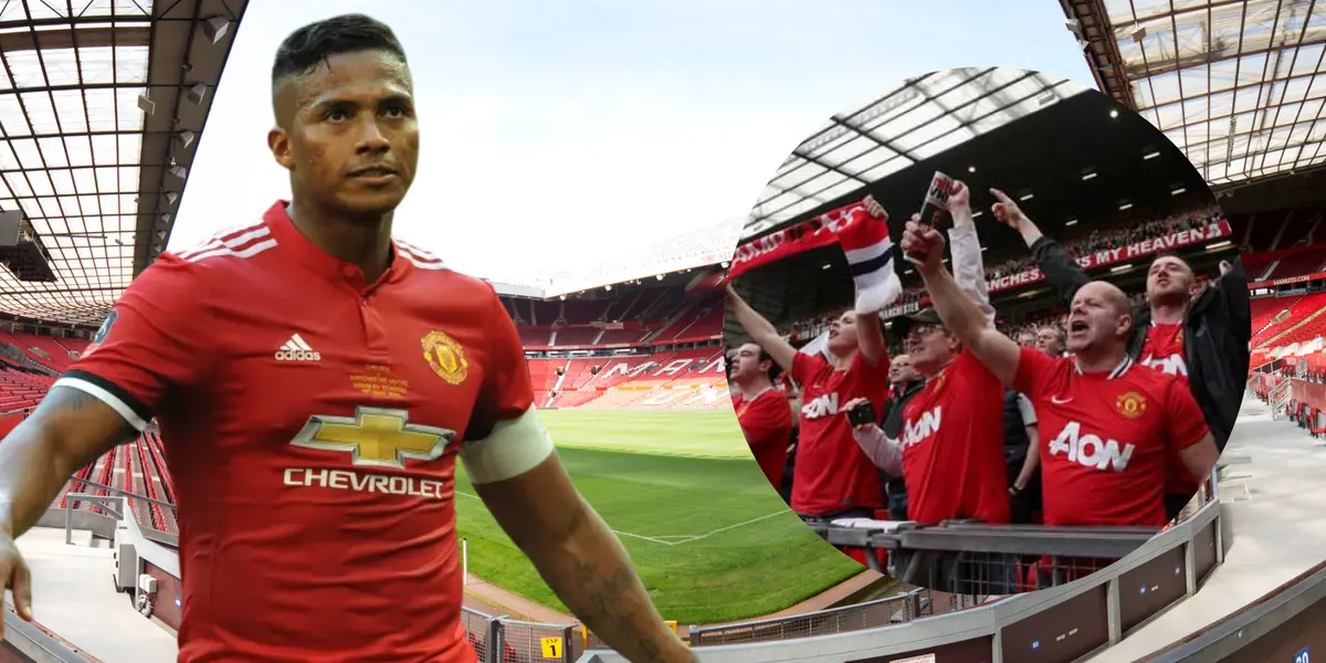 Antonio Valencia e hinchas del Manchester United (Foto tomada de: Wikipedia/San Diego/Manchester United)