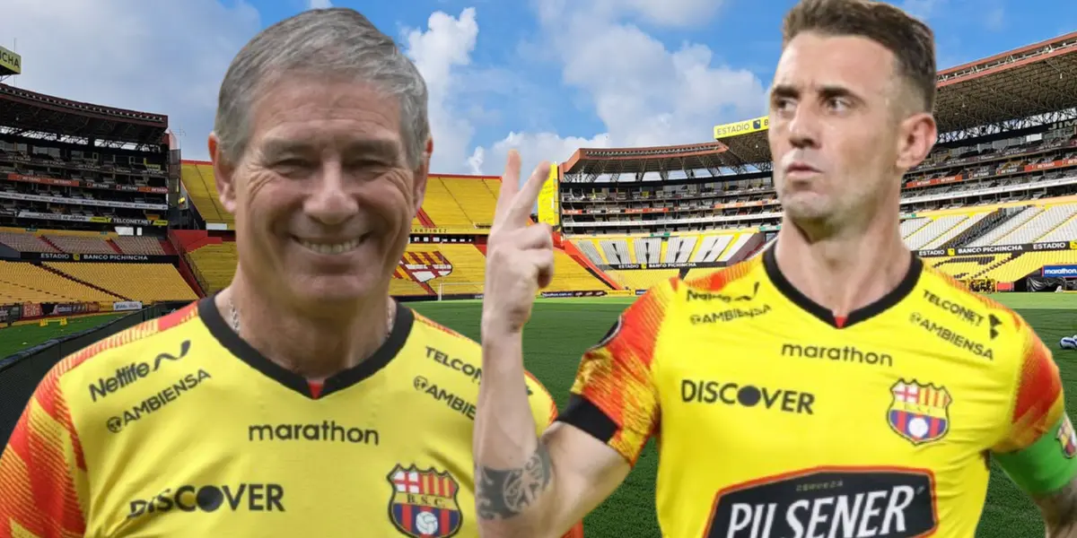 Ariel Holan y Damián Díaz (Foto tomada de: Barcelona SC/API)