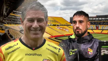 Ariel Holan y Francisco Fydriszewski con la camiseta de Barcelona SC (Fuente: El Telégrafo / DirecTV Sports)