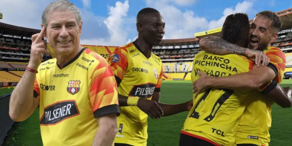 Ariel Holan y los jugadores de Barcelona SC en el Estadio Monumental (Foto tomada de: Barcelona SC/Barcelona SC/API) 