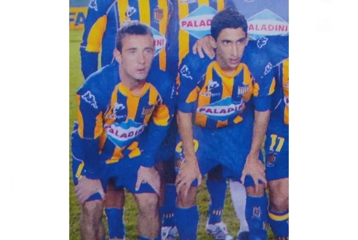 Damián Díaz junto a Ángel Di María en Rosario Central