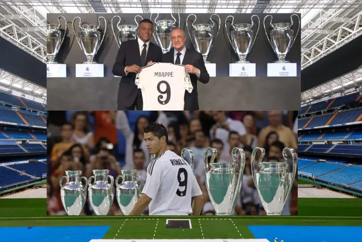 Kylian Mbappé y Cristiano Ronaldo con la camiseta 9