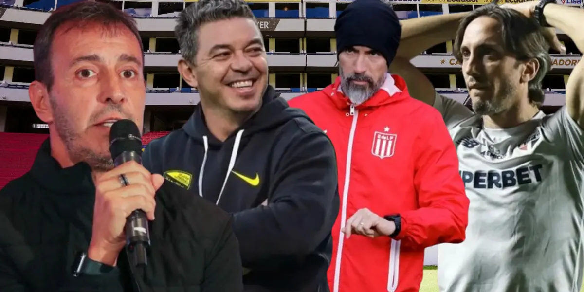 Bocha Batista, Luis Zubeldía, Eduardo Domínguez y Marcelo Gallardo (Foto tomada de: Liga de Quito/Bocha Batista/Luis Zubeldía/Eduardo Domínguez/Marcelo Gallardo)