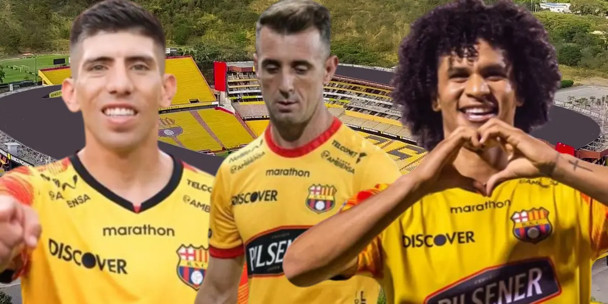 Braian Oyola, Damián Díaz y Eduard Bello (Foto tomada de: Barcelona SC/API)