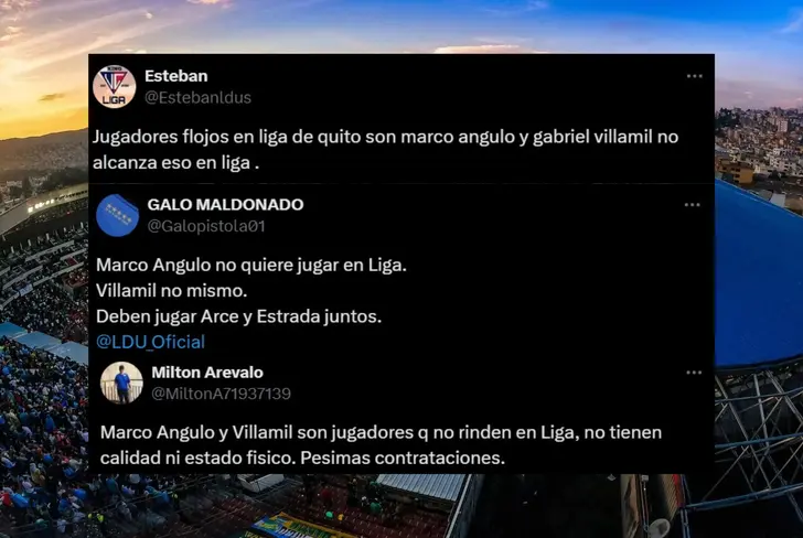 Comentarios de los hinchas de Liga de Quito contra Marco Angulo (Foto tomada de: X)