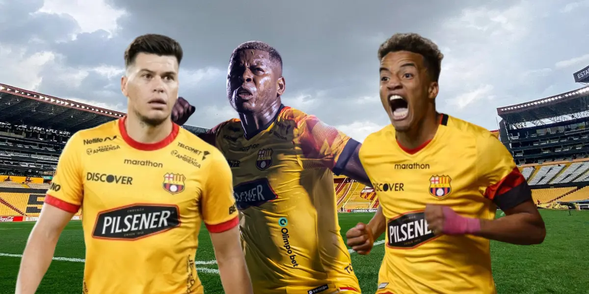 Carlos Rodríguez asombrado, Gabriel Cortez enojado, Byron Castillo gritando. Foto tomada de: Barcelona SC