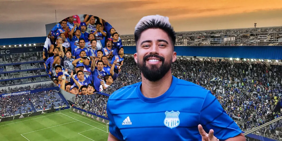 Christian Noboa sonriente, hinchada de Emelec. Foto tomada de: Emelec