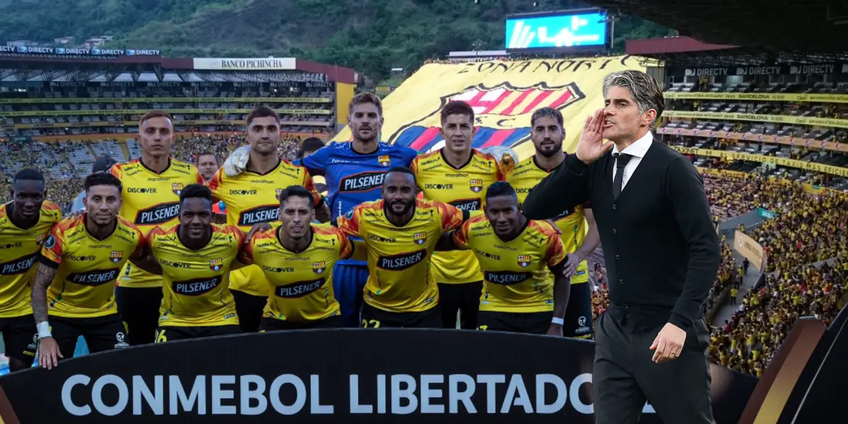 Diego López con el 11 titular de Barcelona SC