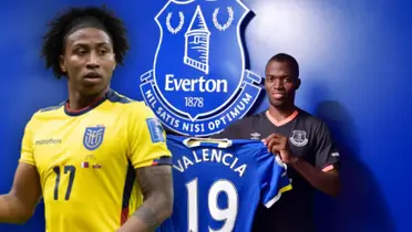 Enner Valencia con la camiseta del Everton y Ángelo Preciado (Fuente: Studio Fútbol / El Universo)