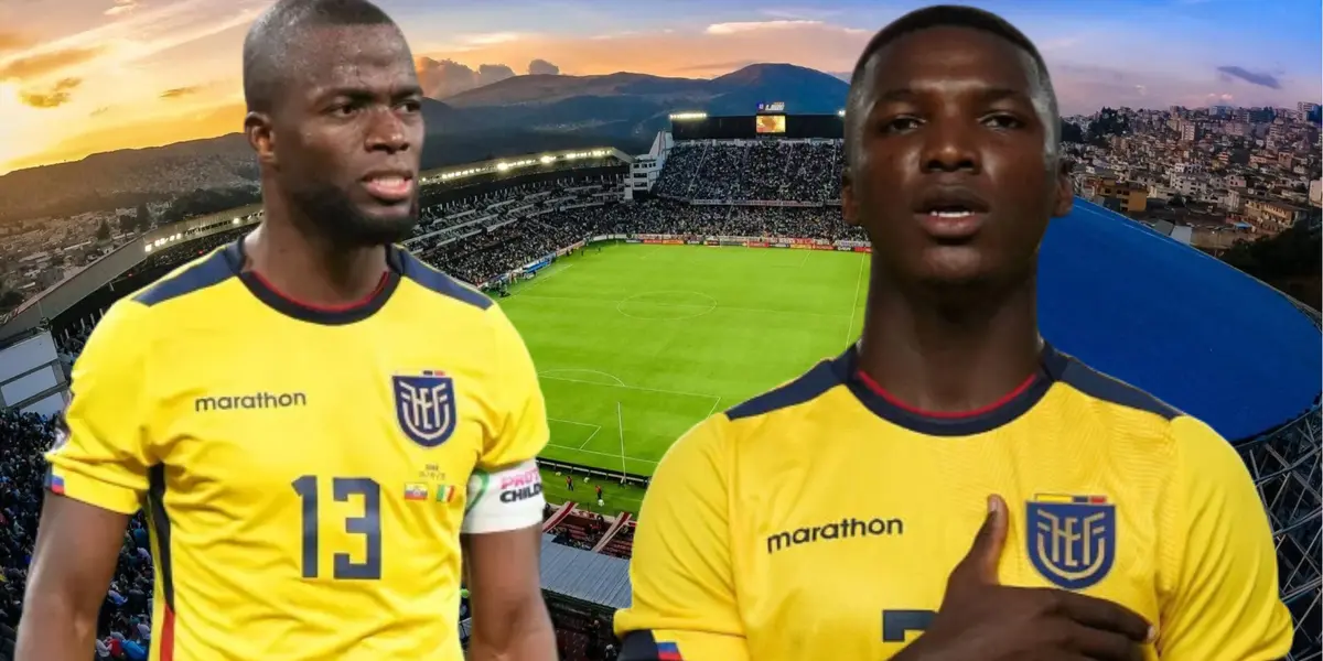 Enner Valencia y Moisés Caicedo (Foto tomada de: Liga de Quito/La Tri/Moisés Caicedo)