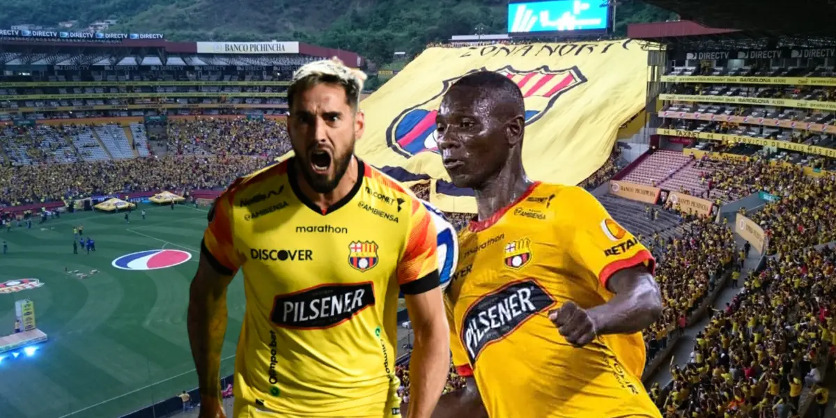 Francisco Fydriszewski gritando, Janner Corozo jugando. Foto tomada de: Barcelona SC