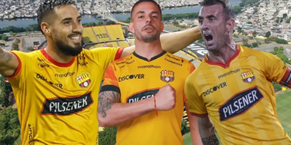 Francisco Fydriszewski, Octavio Rivero y Damián Díaz (Foto tomada de: Barcelona SC/API)