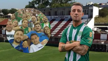 Hinchas de Banfield y Damián Díaz (Foto tomada de: Wikipedia/Banfield)