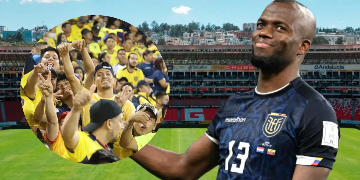 Hinchas de Ecuador y Enner Valencia (Foto tomada de: Liga de Quito/CNN/La Tri)