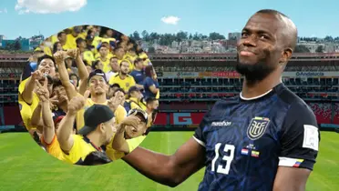 Hinchas de Ecuador y Enner Valencia (Foto tomada de: Liga de Quito/CNN/La Tri)