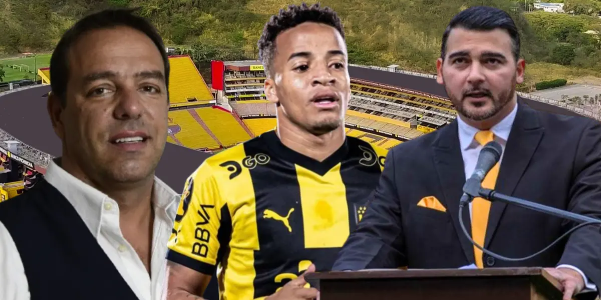 Ignacio Ruglio, Byron castillo y Antonio Álvartez (Foto tomada de: Barcelona SC/El País/Peñarol)