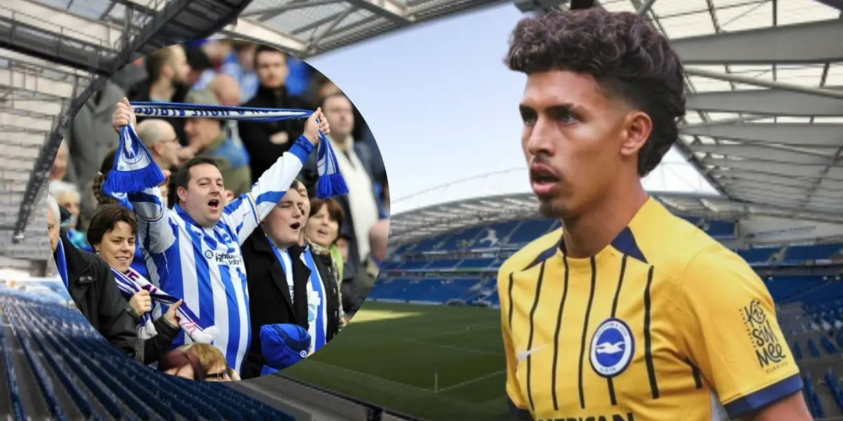 Jeremy Sarmiento e hinchas del Brighton (Foto tomada de: Transfermarkt/Jeremy Sarmiento/Brighton)