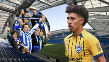 Jeremy Sarmiento e hinchas del Brighton (Foto tomada de: Transfermarkt/Jeremy Sarmiento/Brighton)