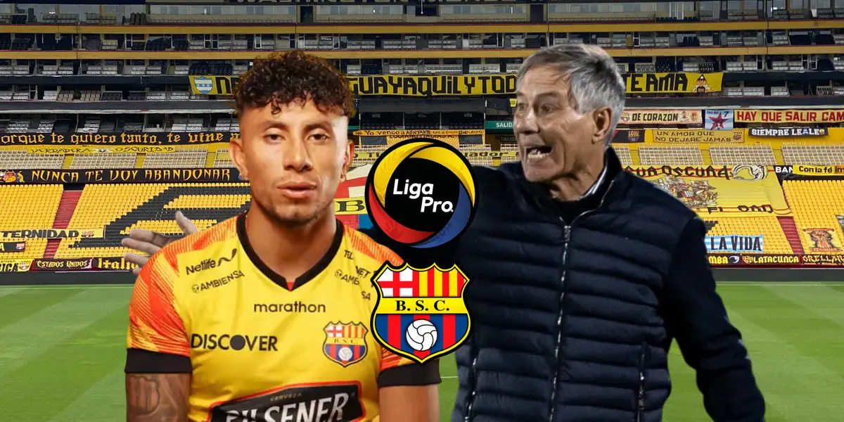 Joao Rojas, Ariel Holan dando indicaciones. Foto tomada de: Barcelona SC/Pes Logos