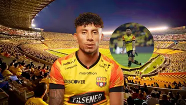 Joao Rojas serio y jugando con BSC. Foto tomada de: Barcelona SC