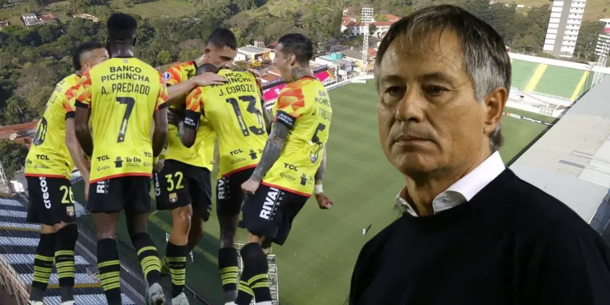 Jugadores de Barcelona SC y Ariel Holan (Foto tomada de: Bragantino/TyC Sports/API)