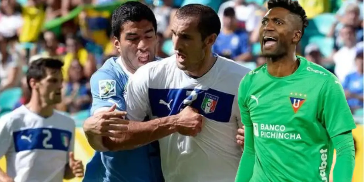 Luis Suárez, Giorgio Chiellini y Alexander Domínguez (Foto tomada de: FIFA/API)