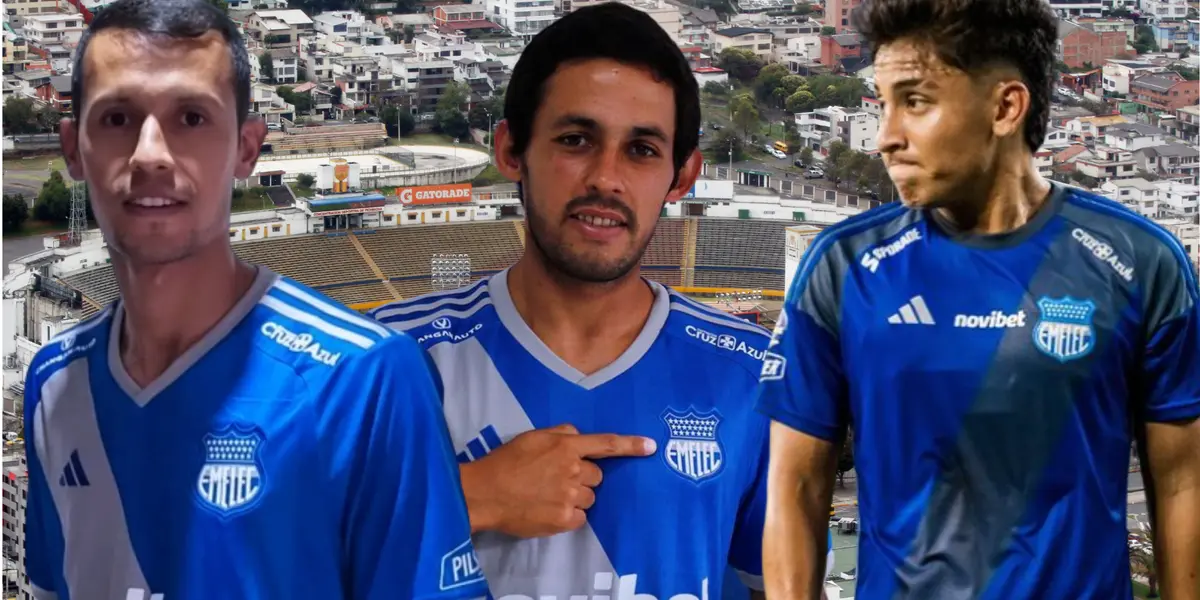 Marcelo Meli, Andrés Ricaurte y Tommy Chamba (Foto tomada de: Wikipedia/Emelec/Tommy Chamba)