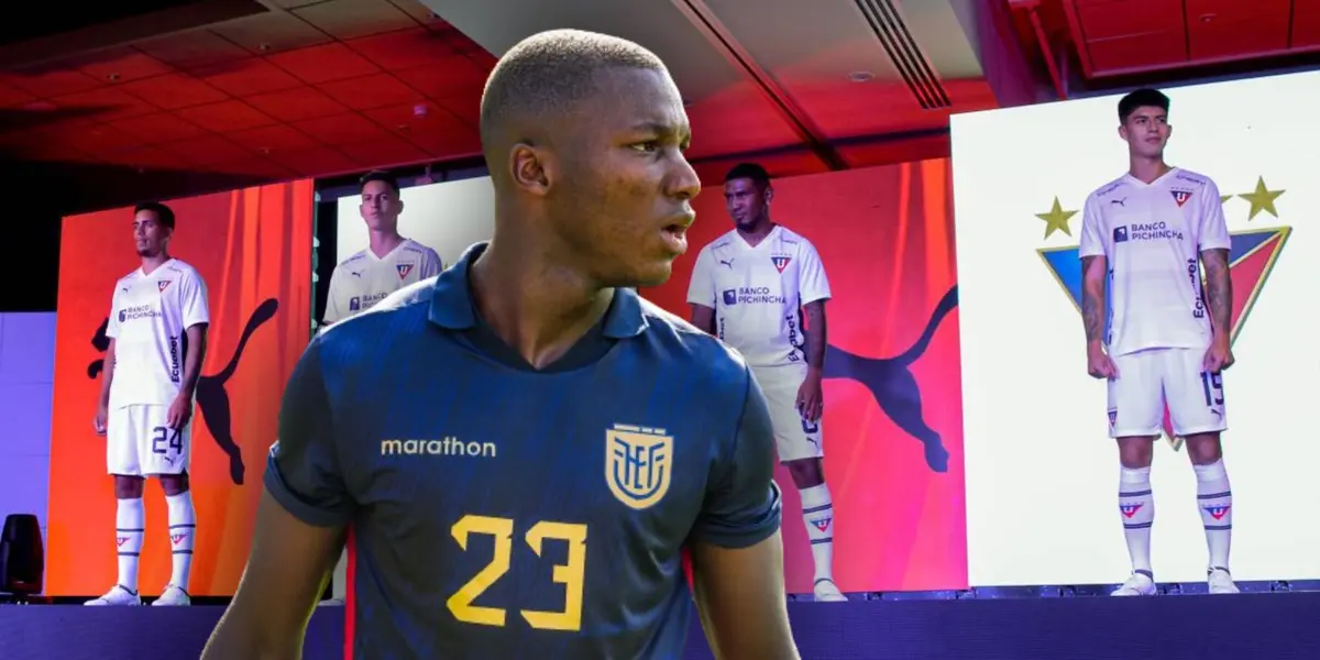 (FOTO) La reacción de Moisés Caicedo cuando le dieron la camiseta de Liga de Quito previo al duelo de Copa Sudamericana