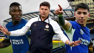 Moisés Caicedo, Mauricio Pochettino y Enzo Fernández (Foto tomada de: Wikipedia/Chelsea/Destape/beIN)