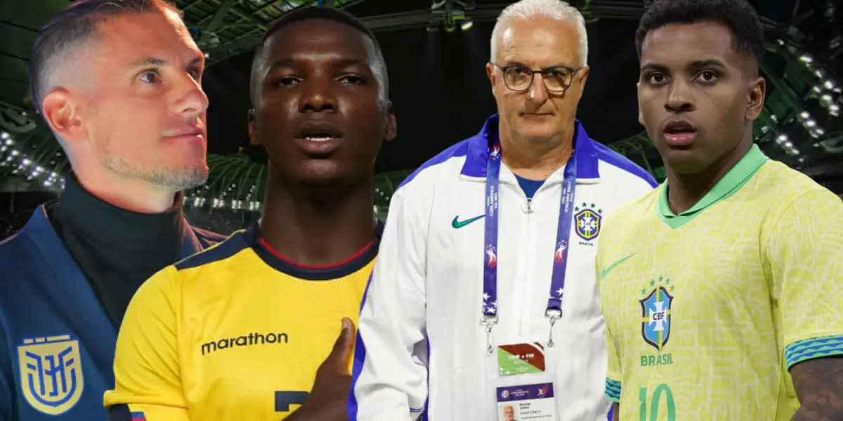 Moisés Caicedo, Sebastián Beccacece, Dorival Júnior y Rodrygo (Foto tomada de: Avantti/Selección de Brasil/Transfermarkt/Moisés Caicedo/API)