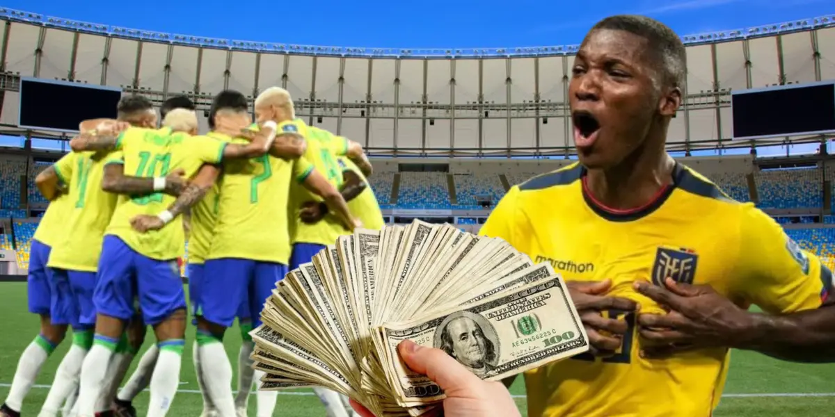 Moisés Caicedo y jugadores de Brasil (Foto tomada de: Expedia/La Tri/Xinhua)