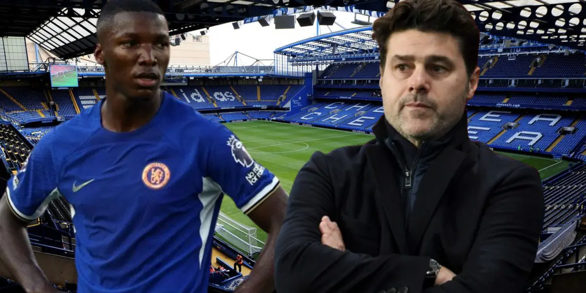 Moisés Caicedo y Mauricio Pochettino en Stamford Bridge (Foto tomada de: Mochilero Viajando/Chelsea)