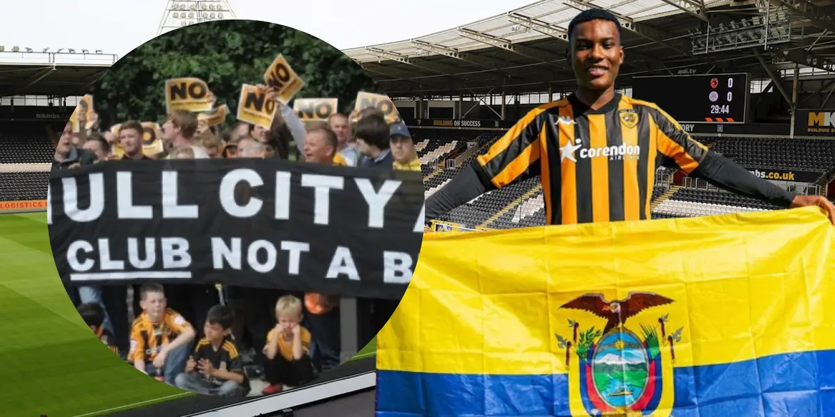 Óscar Zambrano e hinchas del Hull City (Foto tomada de: Hull City)